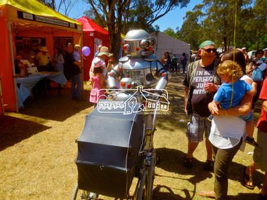 Photograph, Jim Connor, Eltham District Historical Society display, Eltham Festival, Alistair Knox Park, 9 Nov 2014