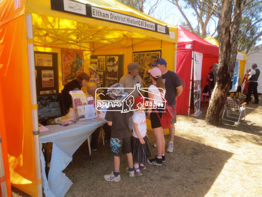 Photograph, Jim Connor, Eltham District Historical Society display, Eltham Festival, Alistair Knox Park, 9 Nov 2014