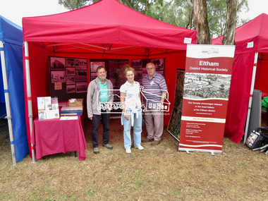 Photograph, Jim Connor, Eltham District Historical Society display, Eltham Festival, Alistair Knox Park, 22 Nov 2015