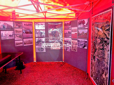 Photograph, Jim Connor, Eltham District Historical Society display, Eltham Festival, Alistair Knox Park, 22 Nov 2015