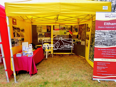 Photograph, Jim Connor, Eltham District Historical Society display, Eltham Festival, Alistair Knox Park, 13 Nov 2016