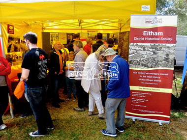 Photograph, Jim Connor, Eltham District Historical Society display, Eltham Festival, Alistair Knox Park, 13 Nov 2016