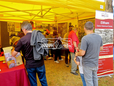 Photograph, Jim Connor, Eltham District Historical Society display, Eltham Festival, Alistair Knox Park, 13 Nov 2016