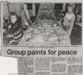 Document - Newspaper article, Diamond Valley News, Group paints for peace, 30 Sep 1986