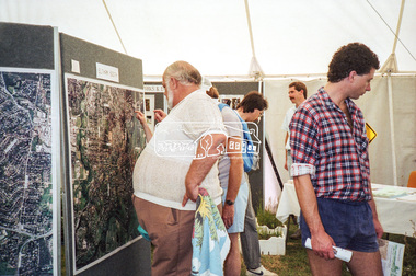 Negative - Photograph, Eltham Shire Council display, 1987 Eltham Community Festival, Alistair Knox Park, 7 Nov. 1987