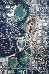 Slide - Photograph, Aerial Photo (c.1987): Main Road, Eltham from Pitt Street to Elsa Court, c.Aug. 1990