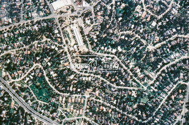 Slide - Photograph, Aerial Photo (c.1987): Montmorency South Primary School, Grand Boulevard and Main Road, c.Aug. 1990