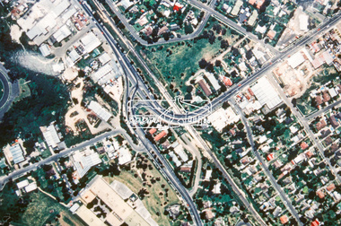 Slide - Photograph, Aerial Photo (c.1987): Sherbourne Road overpass, Briar Hill, c.Aug. 1990