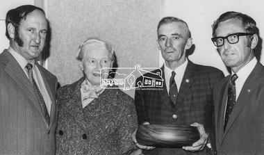 Photograph, Diamond Valley News, Shire of Eltham, Fire Prevention Week Winners Mrs. Toogood and Mr. MacMillan, 1971