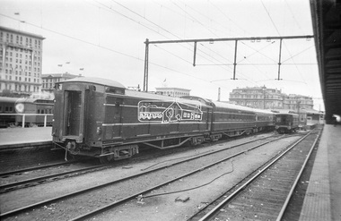 Photograph, George Coop, The Royal Train, on display at Spencer Street Railway Station during the 1954 Victorian Railways Centenary Exhibition, Sep. 1954