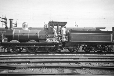 Photograph, George Coop, Steam locomotive T-94 on display at Spencer Street Railway Station during the 1954 Victorian Railways Centenary Exhibition, Sep. 1954