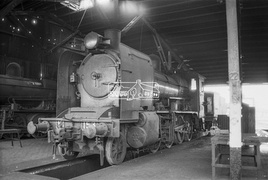 Photograph, George Coop, Steam locomotive K-153 in the Ararat Locomotive Shed, c.1971
