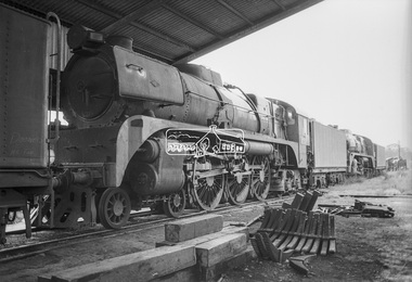 Photograph, George Coop, Steam locomotive R-750 at Ararat Locomotive Shed, c.1971
