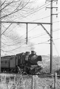 Photograph, George Coop, Steam Locomotive J-515 hauling The Vintage Train approaching Box Hill Railway Station, Vic, c.1971