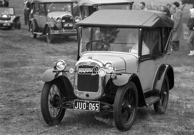 Photograph, George Coop, Austin 7, Lake Goldsmith Steam Rally, Beaufort, Vic, c.1971