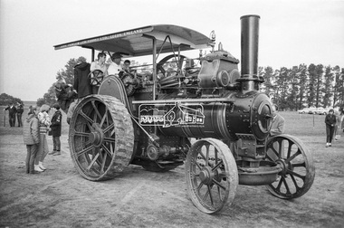 Photograph, George Coop, John Fowler & Co. Steam Traction Engine for ploughing, Lake Goldsmith Steam Rally, Beaufort, Vic, c.1971