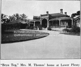 Negative - Photograph, Coghill & Haughton, 'Bryn Teg', Mrs M. Thomas' home at Lower Plenty, c.1924
