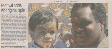 Newspaper - Newspaper clipping, Diamond Valley News, Festival adds Aboriginal spin, 2 Nov 2005