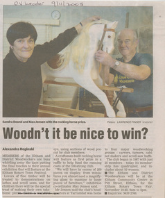 Newspaper clipping, Alexandra Roginski et al, Woodn't it be nice to win?, 9 Nov 2005
