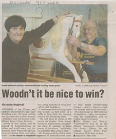 Newspaper - Newspaper clipping, Alexandra Roginski, Woodn't it be nice to win?, 9 Nov 2005