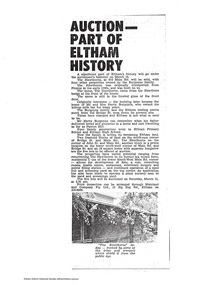 Document - News Clipping, Auction - Part of Eltham history
