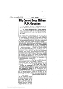 Document - News Clipping, The News, Big Crowd Sees Eltham P.O. Opening, 31 Jan 1958