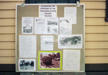 Negative - Photograph, Harry Gilham, Display celebrating the Centenary of the Heidelberg-Eltham Railway 1902-2002, Local History Centre, 728 Main Road, Eltham, c.Apr 2002