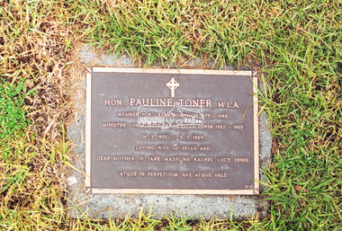 Negative - Photograph, Harry Gilham, Memorial for Pauline Toner, Eltham Cemetery, 1 Aug 2007