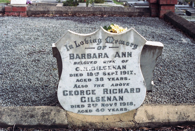 Negative - Photograph, Harry Gilham, Grave of Richard Edward Gilsenan and his wife, Harriet Eliza, Eltham Cemetery, Victoria, 1 Aug 2007