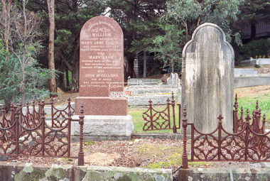 Negative - Photograph, Harry Gilham, Graves of William J and Mary Jane (nee Vance) Crozier and their sons Thomas Vance and John McClelland Crozier, Eltham Cemetery, Victoria, 1 Aug 2007