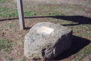 Negative - Photograph, Harry Gilham, Menin Gate Memorial Plaque and rock, Shire of Eltham Memorial Park, Kangaroo Ground, 1 Aug 2007