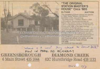 Document - Property Binder, 58 Park Road, Eltham (previously 967 Main Road, Eltham), 17 Mar 1992