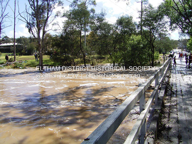 Photograph - Digital Photograph, Jim Connor, Brougham Street Bridge, Eltham in flood, 13 Nov 2004