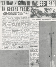 Document - Newspaper article, Eltham's growth has been rapid in recent years, c.1960
