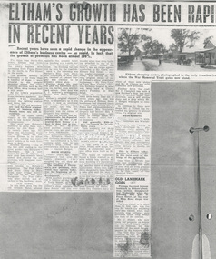 Document - Newspaper article, Eltham's growth has been rapid in recent years, c.1960