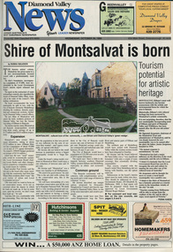 Newspaper - Newspaper article, Diamond Valley News, Shire of Montsalvat is born by Duska Sulicich, Diamond Valley News, October 26, p1, 1994