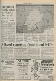 Newspaper - Newspaper article, Diamond Valley News, Marathon battle ends in victory for rural residents by Fiona Kaegi, Diamond Valley News, October 26, p3, 1994