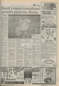 Newspaper - Newspaper article, Diamond Valley News, Board's report considered growth patterns: Burke by John Dubois, Diamond Valley News, October 26, p9, 1994