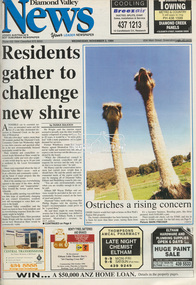 Newspaper - Newspaper article, Diamond Valley News, Residents gather to challenge new shire by Duska Sulichich, Diamond Valley News, November 2, p1, 1994