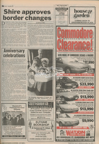 Newspaper - Newspaper article, Diamond Valley News, Shire approves border changes by Natalie Town, Diamond Valley News, November 16, p7, 1994
