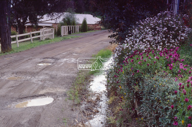 Film - Photograph, Potholes in unidentified unsealed road, near Eltham, c.1990