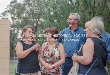 Photograph, Local government election celebrations outside Nillumbik Shire Council offices, 34 Civic Drive, Greensborough, Nov. 2004