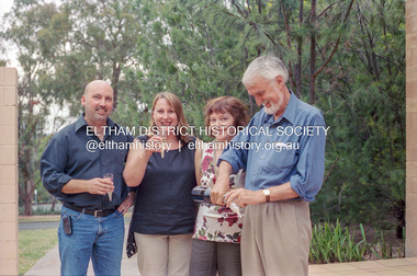 Photograph, Local government election celebrations outside Nillumbik Shire Council offices, 34 Civic Drive, Greensborough, Nov. 2004