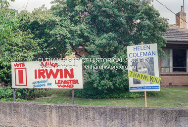 Negative - Photograph, Local government election campaigning, Lenister Ward, Nillumbik Shire Council, Eltham, Nov. 2004