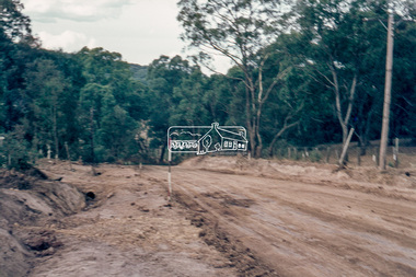 Slide - Photograph, Roadworks, unidentifed road, Eltham district, possibly Eltham / Research, Vic, c.1967