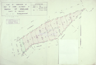 Slide - Photograph, Eltham Shire Council, Plan of subdivision of Part of Crown Allotment 41, Parish of Kinglake, County of Anglesey, 1969