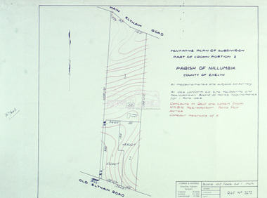 Slide - Photograph, Eltham Shire Council, Tentative Plan of Subdivision, Part of Crown Portion 2, Parish of Nillumbik, County of Evelyn, 1969