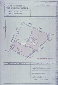 Slide - Photograph, Eltham Shire Council, Plan of Subdivision of Part of Crown Portion 2, Parish of Nillumbik, County of Evelyn, 1969
