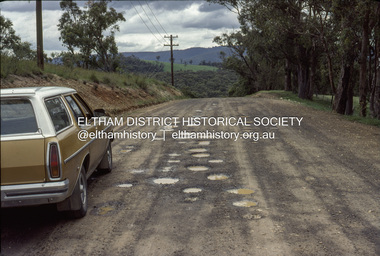 Slide - Photograph, J.A. McDonald (Eltham Shire Engineer), Unidentified rural road within the Shire of Eltham, c.Nov. 1980
