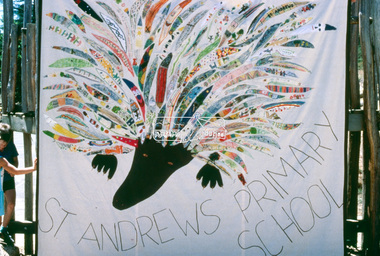 Slide - Photograph, St Andrews Primary School Banner, 1985